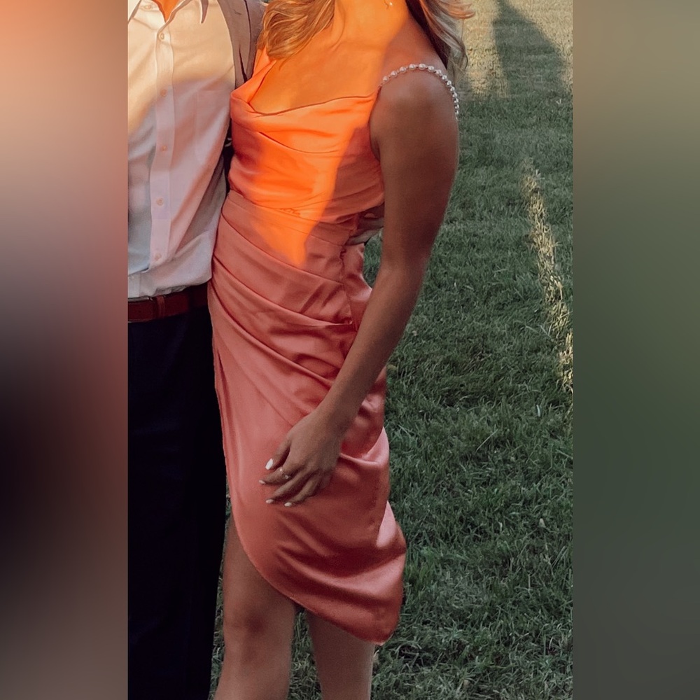Elegant Coral Satin Dress